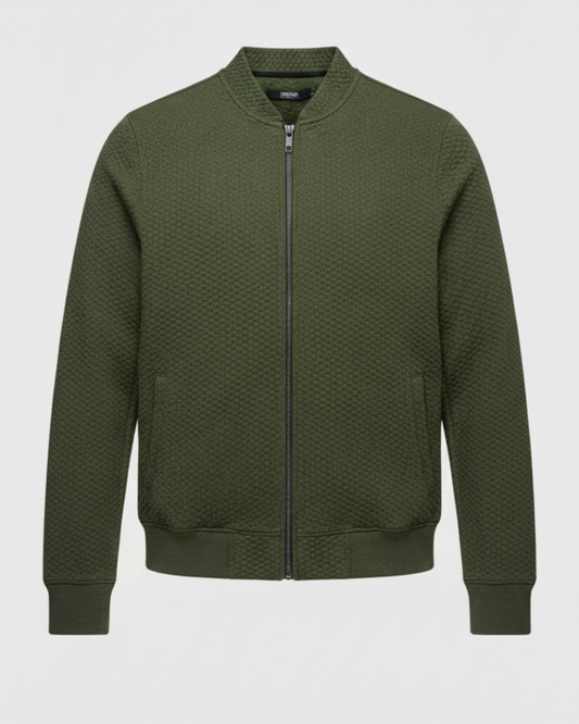 Men's Quilted-effect Zip-Thru Sweater/Jacket